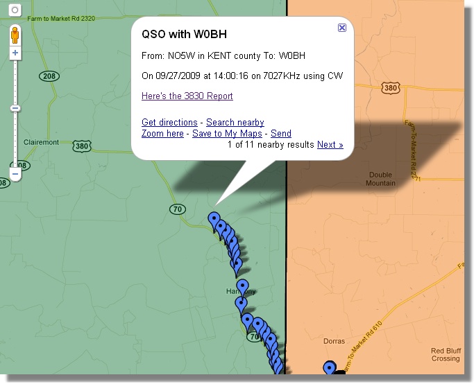 QSO balloon for QSO with W0BH -- zoomed in